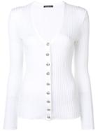 Balmain Lightweight Ribbed Cardigan - White