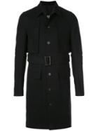 Rick Owens Belted Cotton Trench Coat - Black