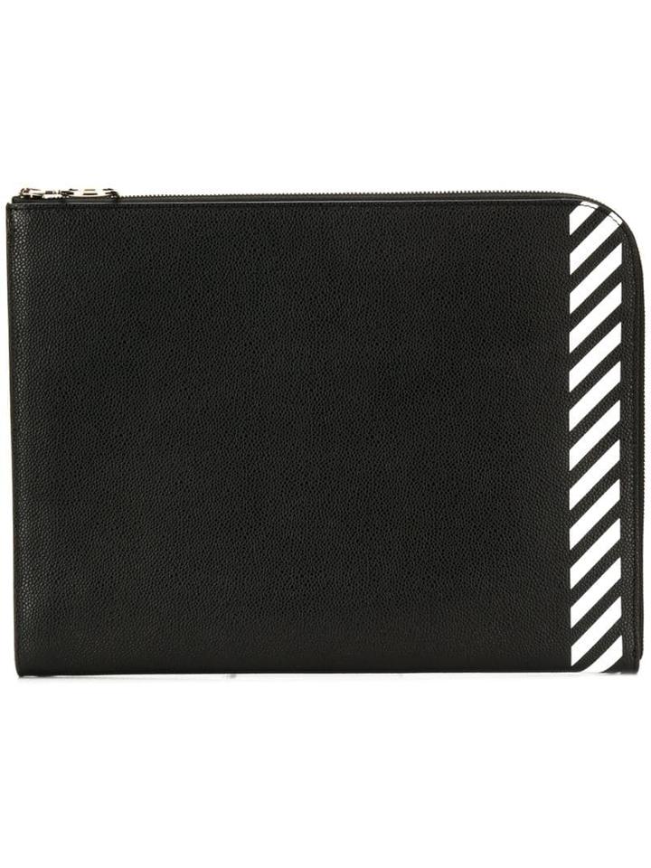 Off-white Large Striped Clutch - Black