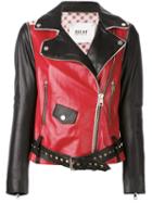 Bazar Deluxe Contrast Biker Jacket, Women's, Size: 44, Black, Leather