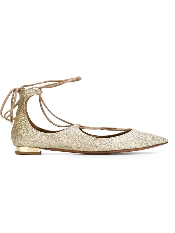 Aquazzura 'christy' Ballerinas - Metallic
