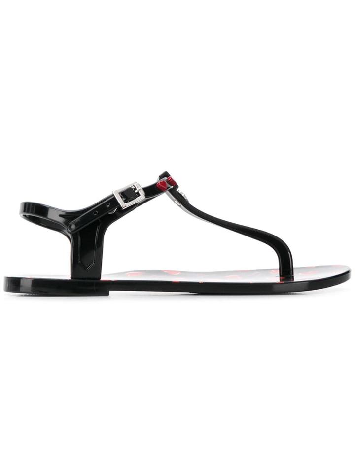 Love Moschino Thong Strap Slides - Black