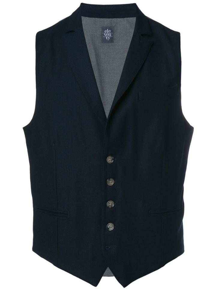 Eleventy Two-tone Buttoned Waistcoat - Blue
