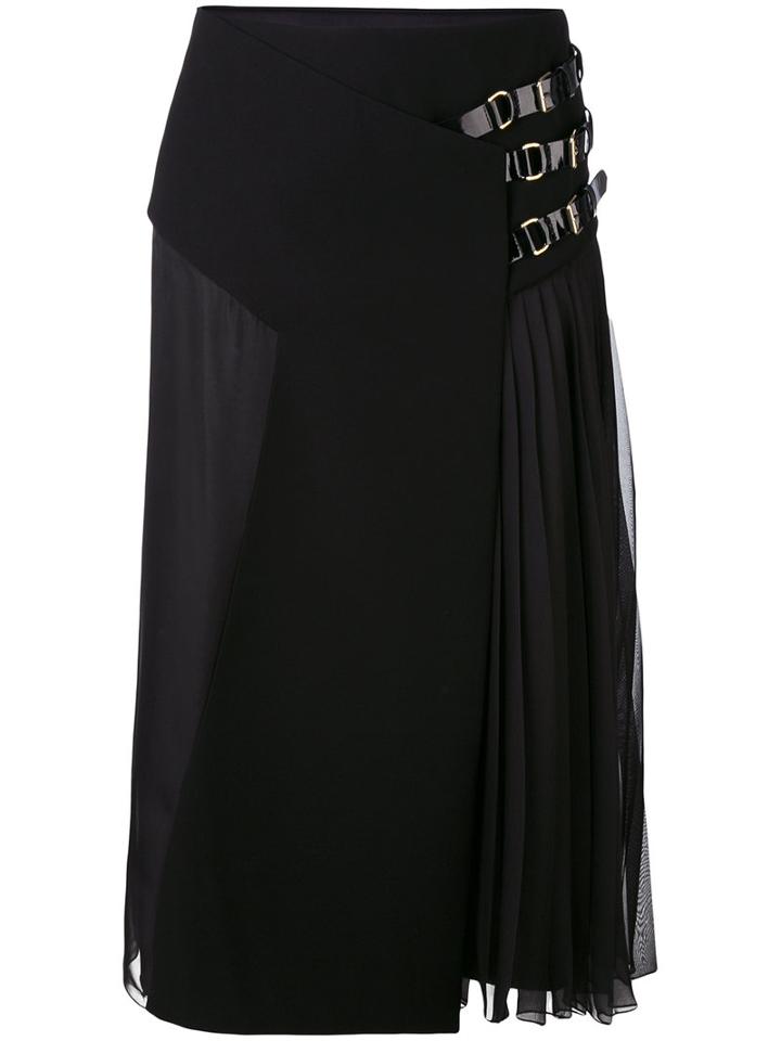 Lanvin - Pleated Midi Skirt - Women - Calf Leather/polyester/acetate/zamac - 38, Black, Calf Leather/polyester/acetate/zamac
