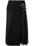Lanvin - Pleated Midi Skirt - Women - Calf Leather/polyester/acetate/zamac - 38, Black, Calf Leather/polyester/acetate/zamac