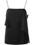 Tibi Asymmetric Ruffle Cami Top, Women's, Size: 4, Black, Silk