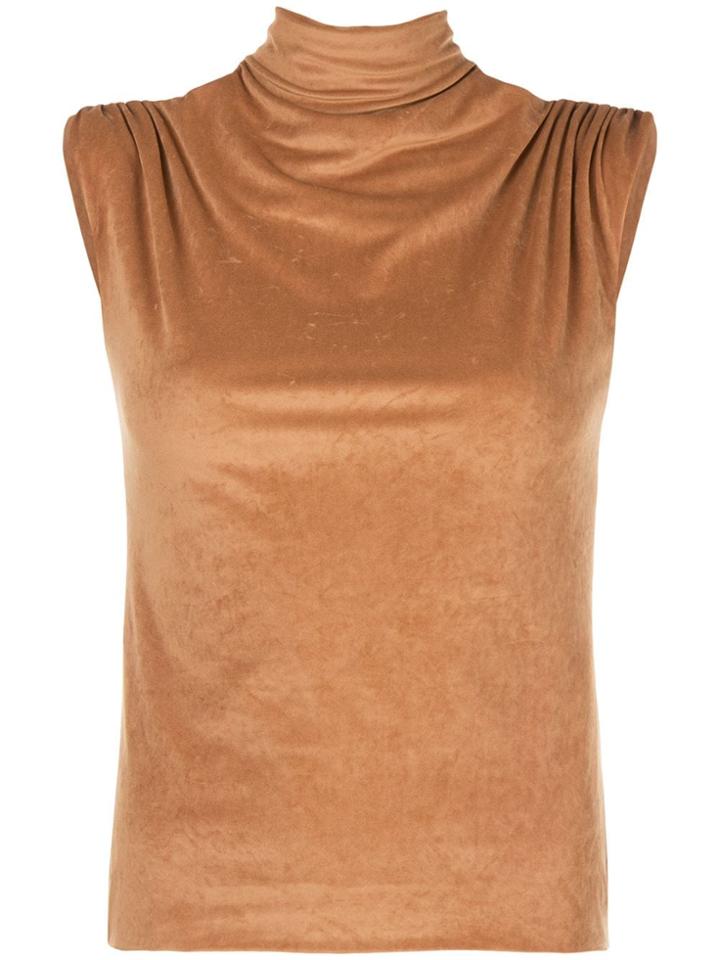 John Elliott Turtle-neck Short Sleeve Top - Brown