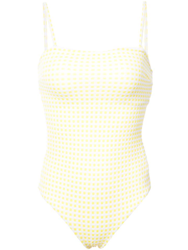 Onia Estelle Gingham-print Swimsuit - Yellow & Orange