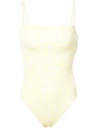 Onia Estelle Gingham-print Swimsuit - Yellow & Orange