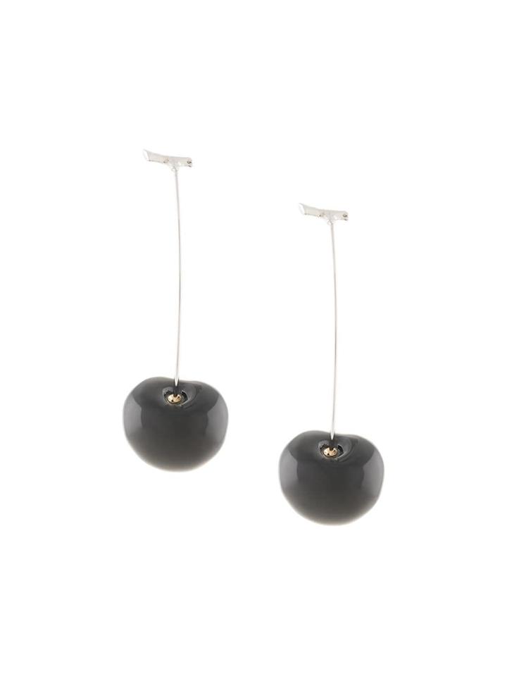 E.m. Cherry Pendant Earrings - Black