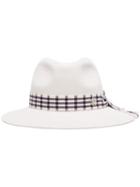 Maison Michel Henrietta Check-ribbon Hat - White