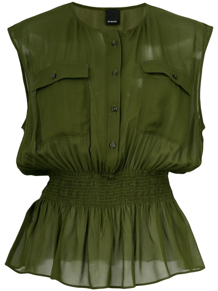 Pinko Smocked Waist Blouse - Green