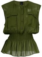 Pinko Smocked Waist Blouse - Green