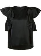 Co Ruffle Sleeve Blouse, Women's, Size: Xs, Black, Triacetate/polyester
