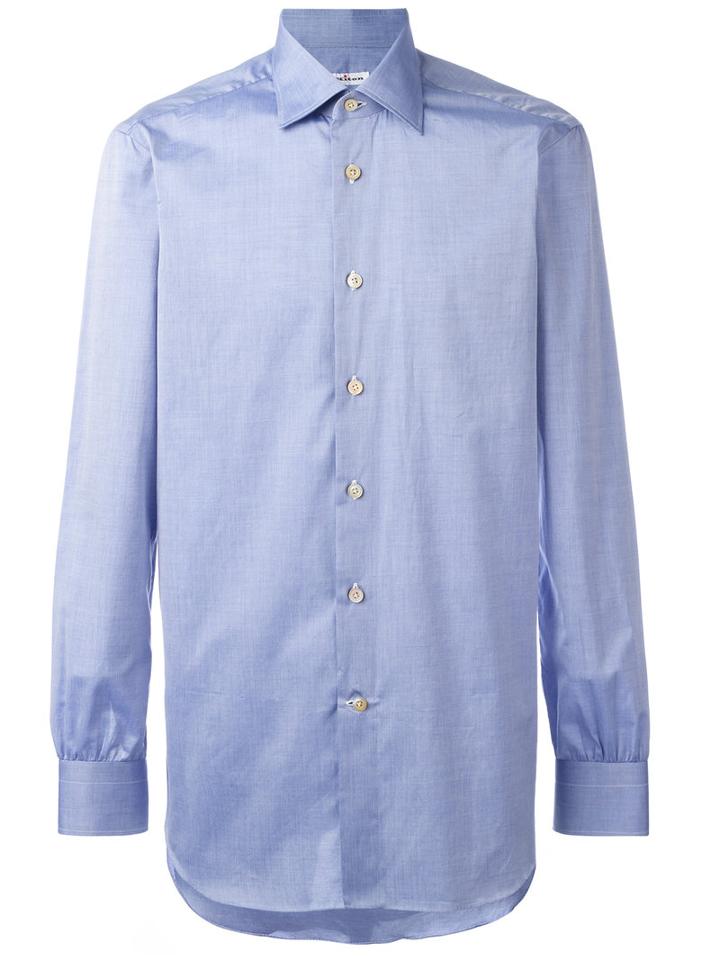 Kiton Button-up Shirt, Men's, Size: 41, Blue, Cotton