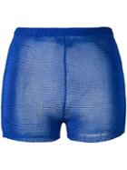 Balmain - Knitted Mini Shorts - Women - Acetate/polyester - 38, Blue, Acetate/polyester