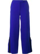 Osman Contrast Trim Side Slit Trousers, Women's, Size: 6, Blue, Wool