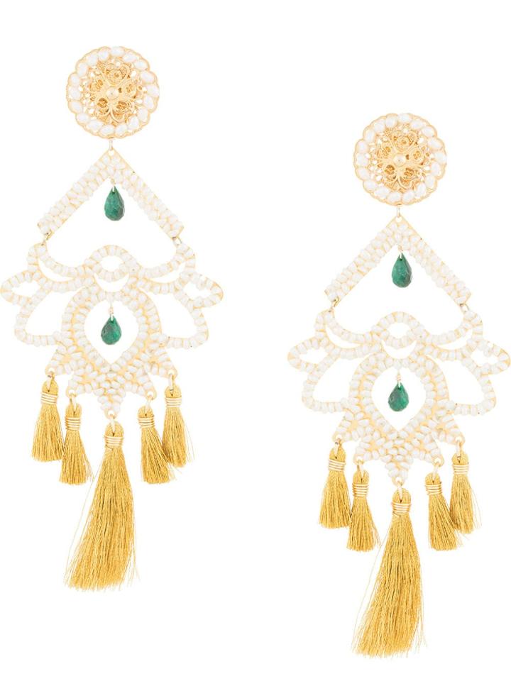 Mercedes Salazar Paramo Nieve Fringe Drop Earrings - Metallic