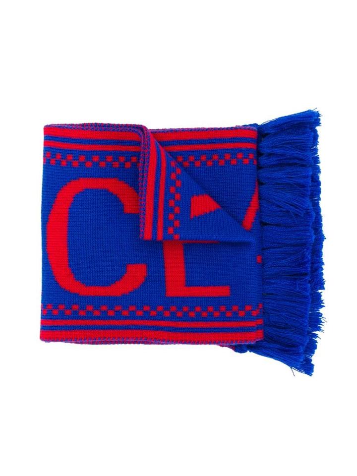 Young Versace Logo Knitted Scarf - Blue
