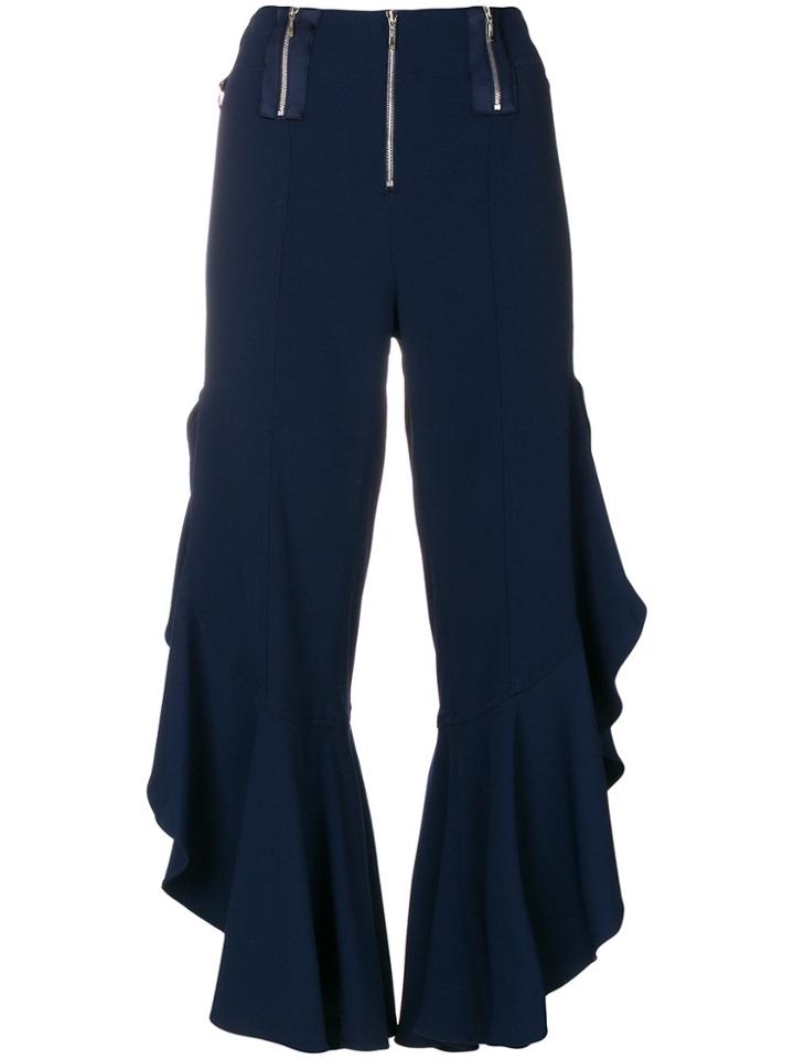 Jonathan Simkhai Cropped Ruffle Trousers - Blue