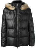 Baldinini Hood Detail Padded Coat, Men's, Size: 52, Black, Feather Down/sheep Skin/shearling/polyester/raccoon Dog