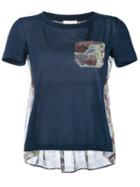 Semicouture - Camouflage Print Panel T-shirt - Women - Cotton/polyester - L, Blue, Cotton/polyester