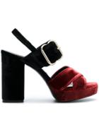 Twin-set Contrast Block Heel Sandals - Black