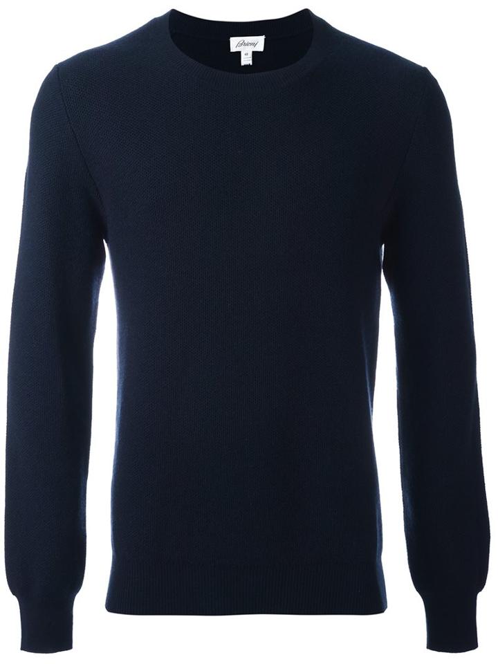 Brioni Crew Neck Pullover, Men's, Size: 52, Blue, Cashmere