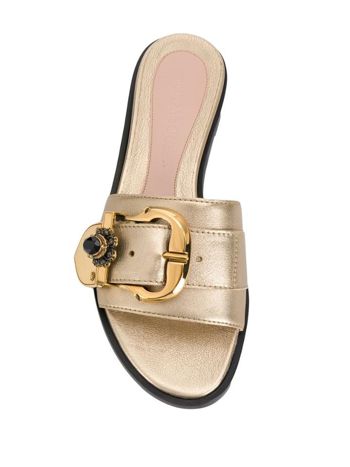 Alexander Mcqueen Buckle Front Sandals - Gold