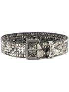 Htc Los Angeles Studded Snake-effect Belt - Grey