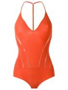 Giuliana Romanno Tulle Panels Bodysuit, Women's, Size: P, Red, Polyamide/elastodiene