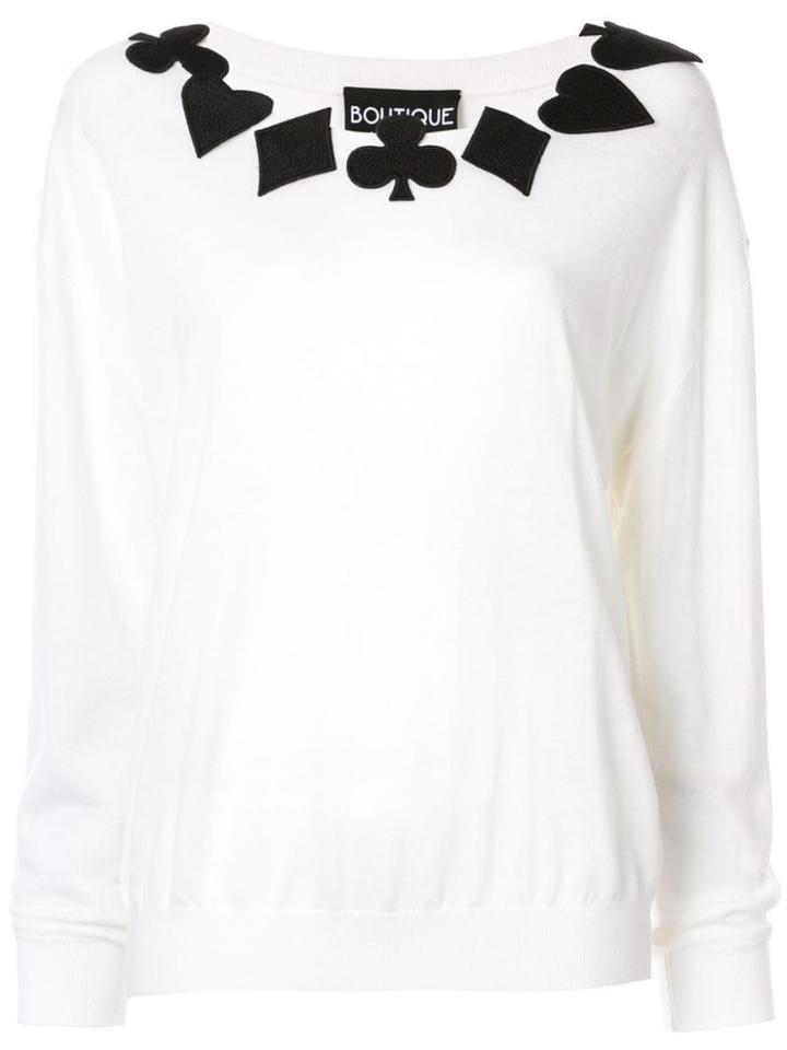 Boutique Moschino Poker Applique Jumper - White