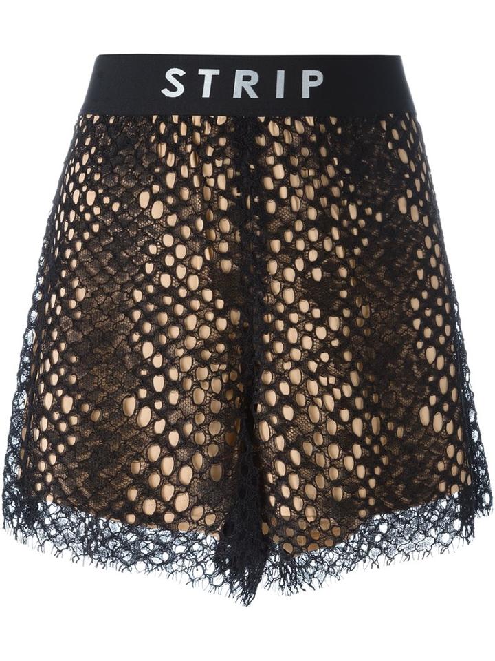 Alexander Wang Strip Lace Shorts, Women's, Size: Medium, Black, Cotton/rayon/nylon/silk
