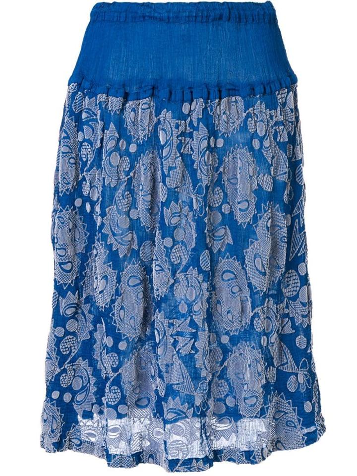 Issey Miyake Cauliflower Botanical Print Skirt - Blue