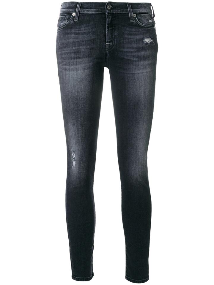 7 For All Mankind Light-wash Skinny Jeans - Black