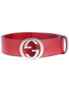Gucci - Gg Buckle Belt - Men - Leather - 90, Red, Leather
