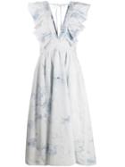 Alanui Ruffled V-neck Dress - White