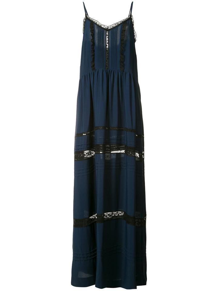 P.a.r.o.s.h. - Lace Maxi Dress - Women - Acetate/silk/cotton/polyamide - S, Blue, Acetate/silk/cotton/polyamide