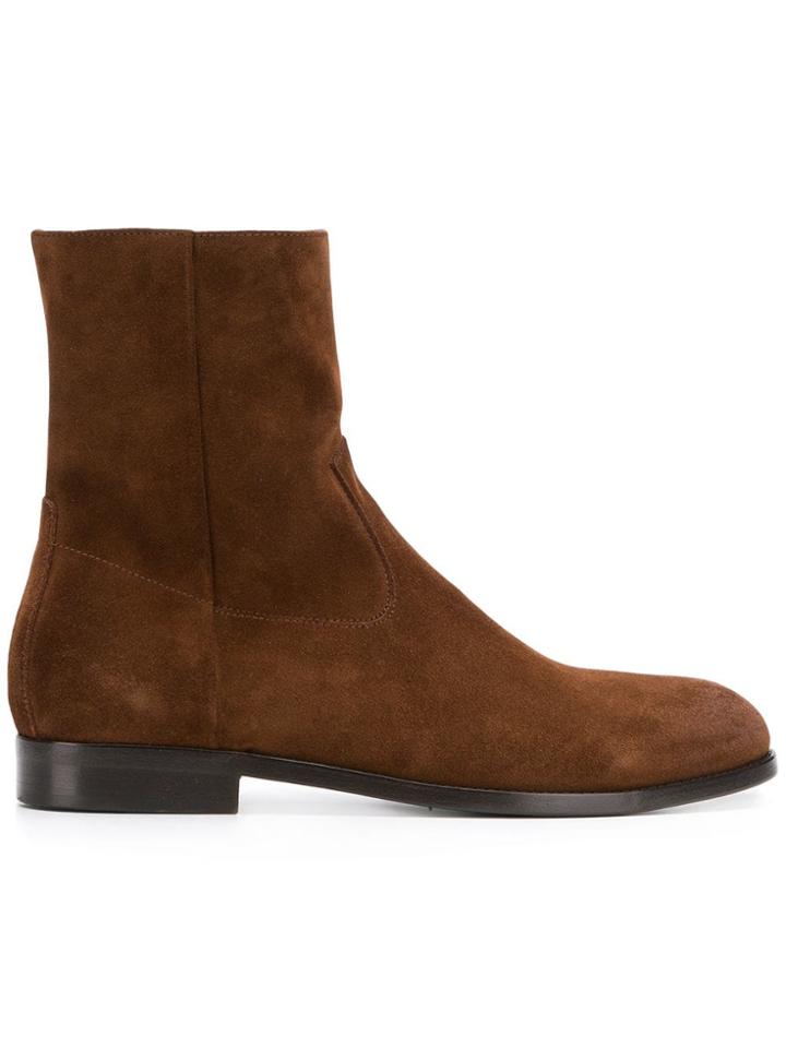 Buttero Side Zip Ankle Boots - Brown