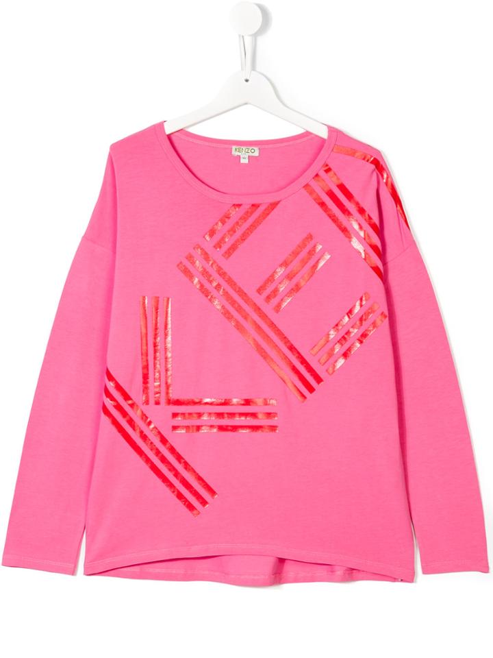Kenzo Kids Graphic Logo Print Top - Pink & Purple