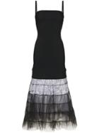 Christopher Kane Tulle And Lace Hem Maxi-dress - Black