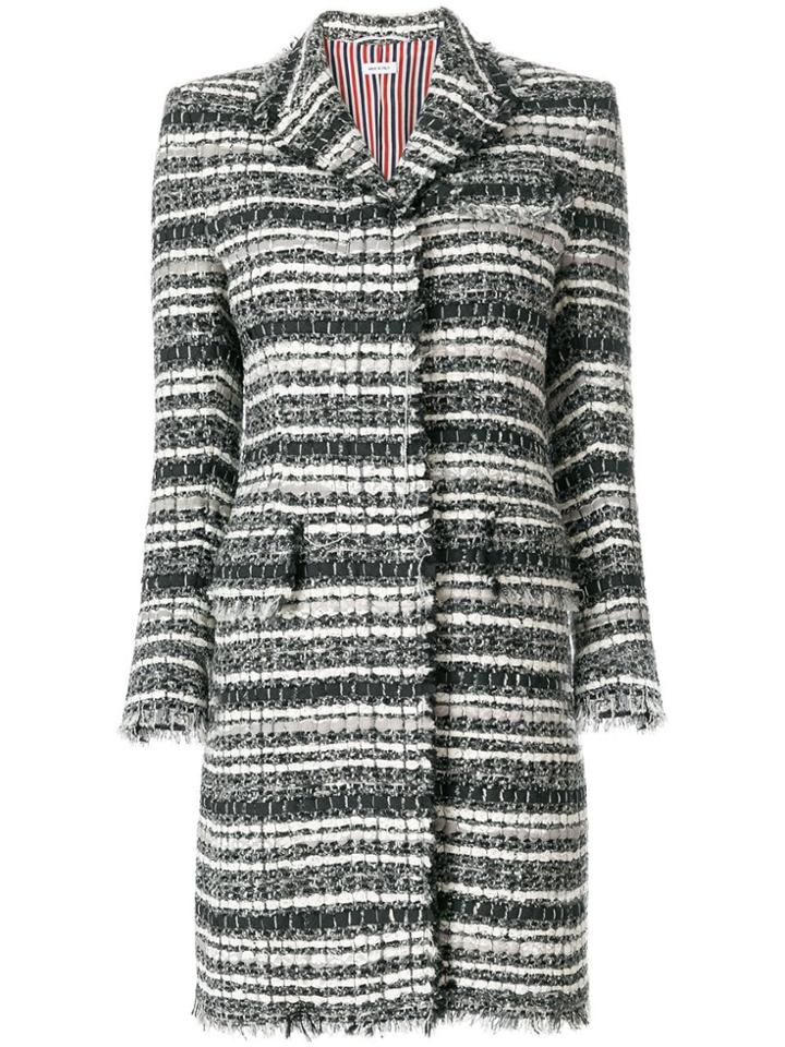 Thom Browne Banker Stripe Chesterfield Overcoat - Grey