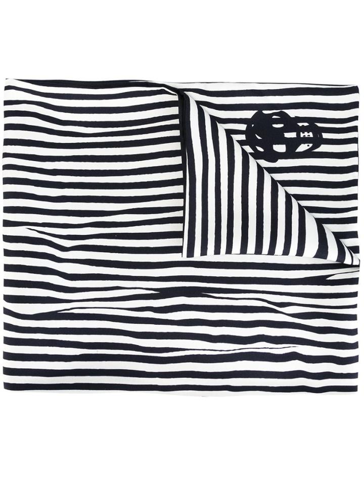 Alexander Mcqueen Striped Scarf With Skull Detail - White