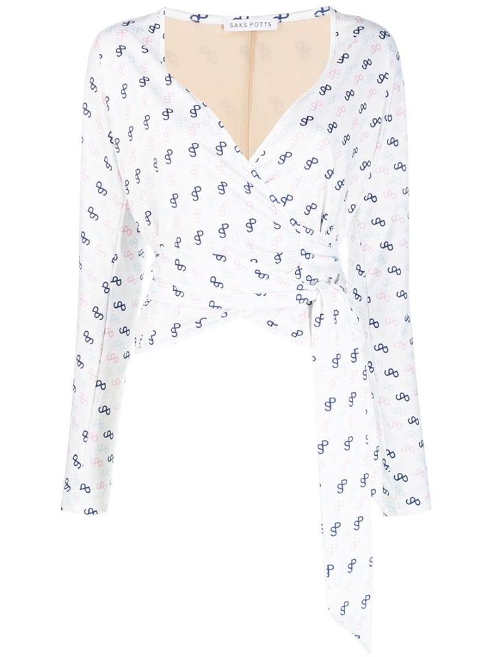 Saks Potts Printed Wrap Top - White