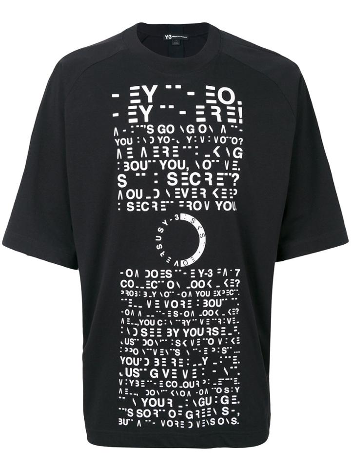 Y-3 Distorted Text T-shirt - Black