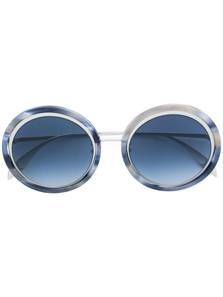 Alexander Mcqueen Eyewear Round Frame Tinted Sunglasses - Blue