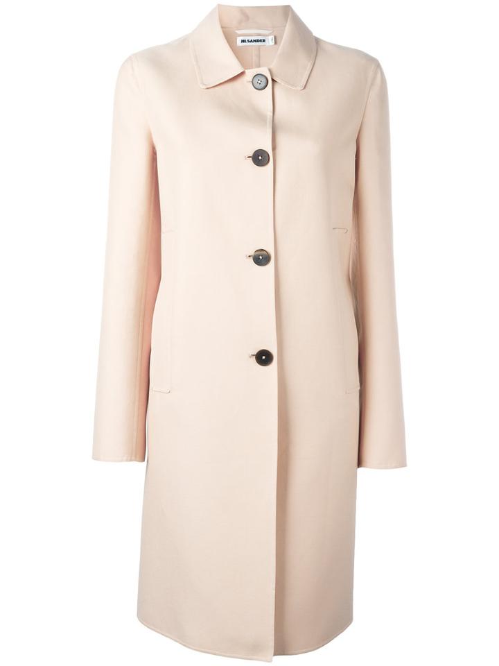 Jil Sander Midi Buttoned Coat, Women's, Size: 32, Nude/neutrals, Cotton/silk/cupro