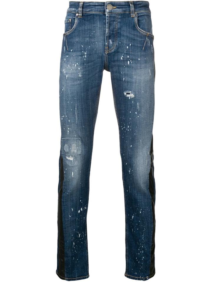 Les Hommes Distressed Slim Fit Jeans - Blue