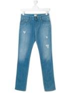Armani Junior - Teen Ripped Detail Jeans - Kids - Cotton/spandex/elastane - 14 Yrs, Blue