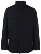 Armani Collezioni Patch Pocket Jacket, Men's, Size: 50, Black, Calf Leather/polyamide/polyester/spandex/elastane